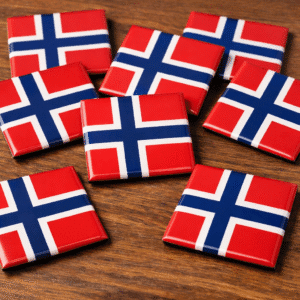 Norsk Flagg Magnet – Kvadratisk Fotomagnet 63,5x63,5 mm